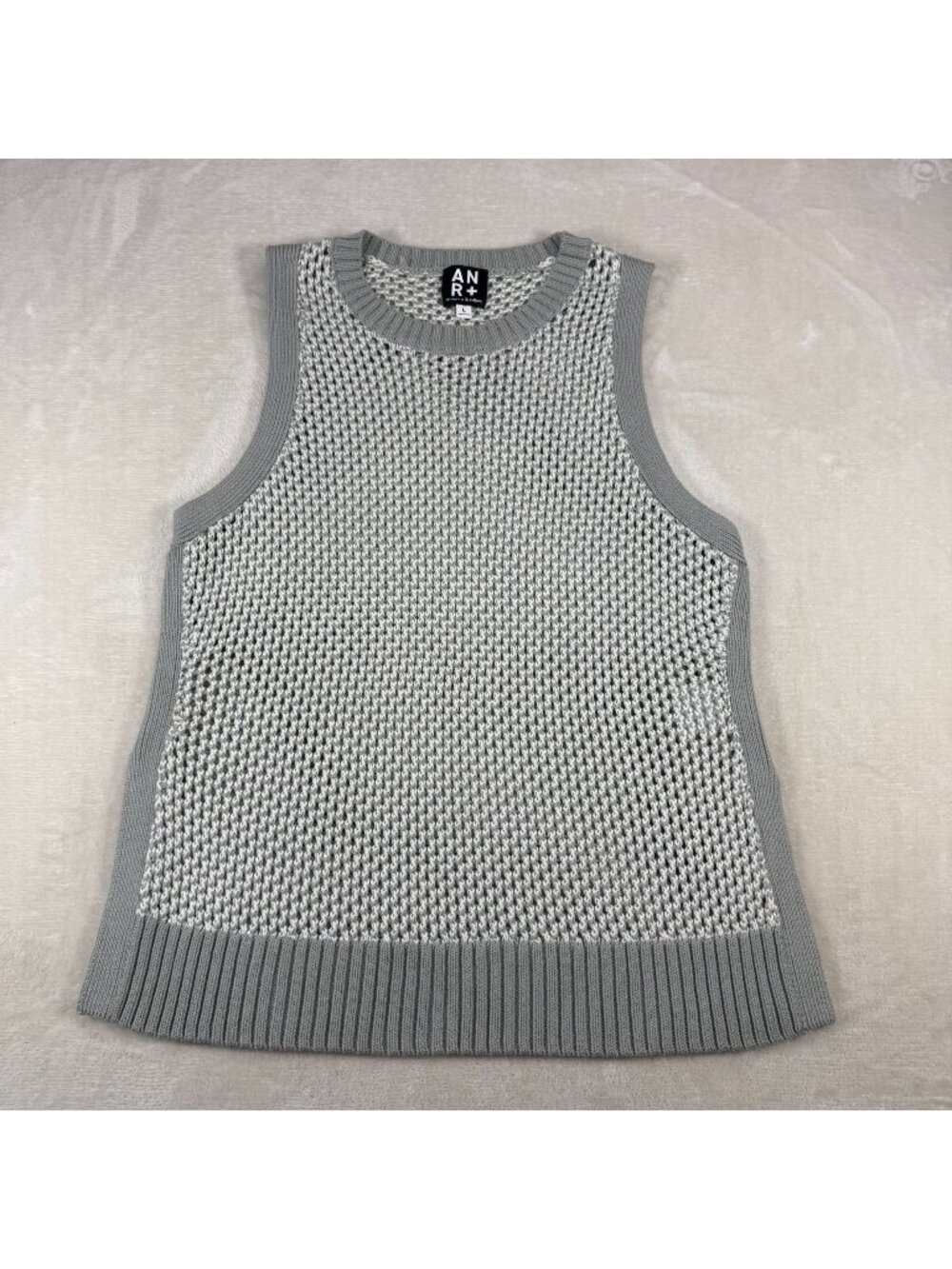 Alp N Rock ANR+ Gray Open Knit Sleeveless Sweater Tank Top Womens L